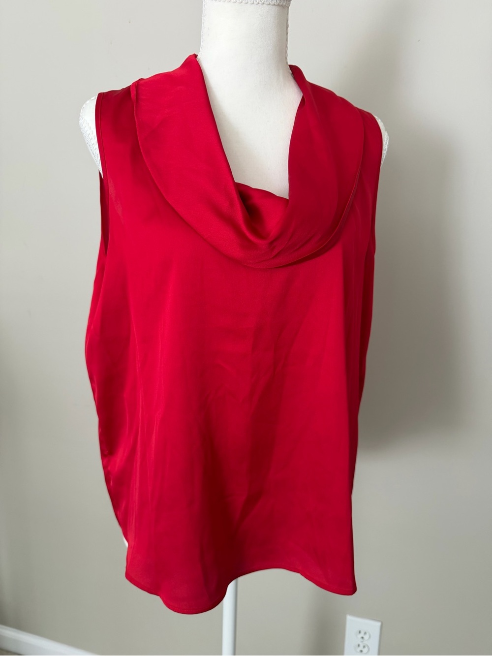 Calvin Klein Red Draped Cowl Neck Sleeveless Camisole